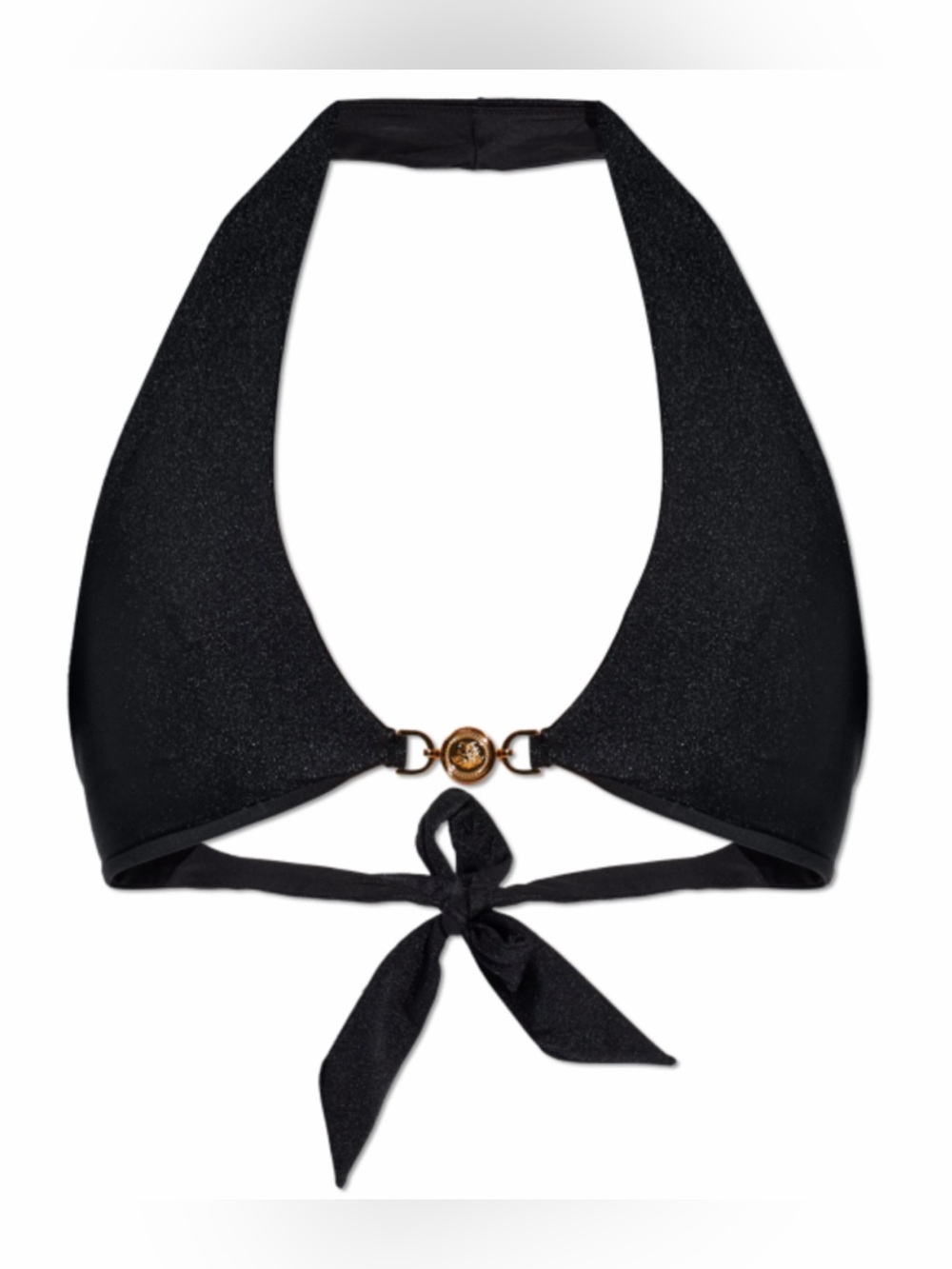 VERSACE Medusa coin embellished haltered bikini top halter neck